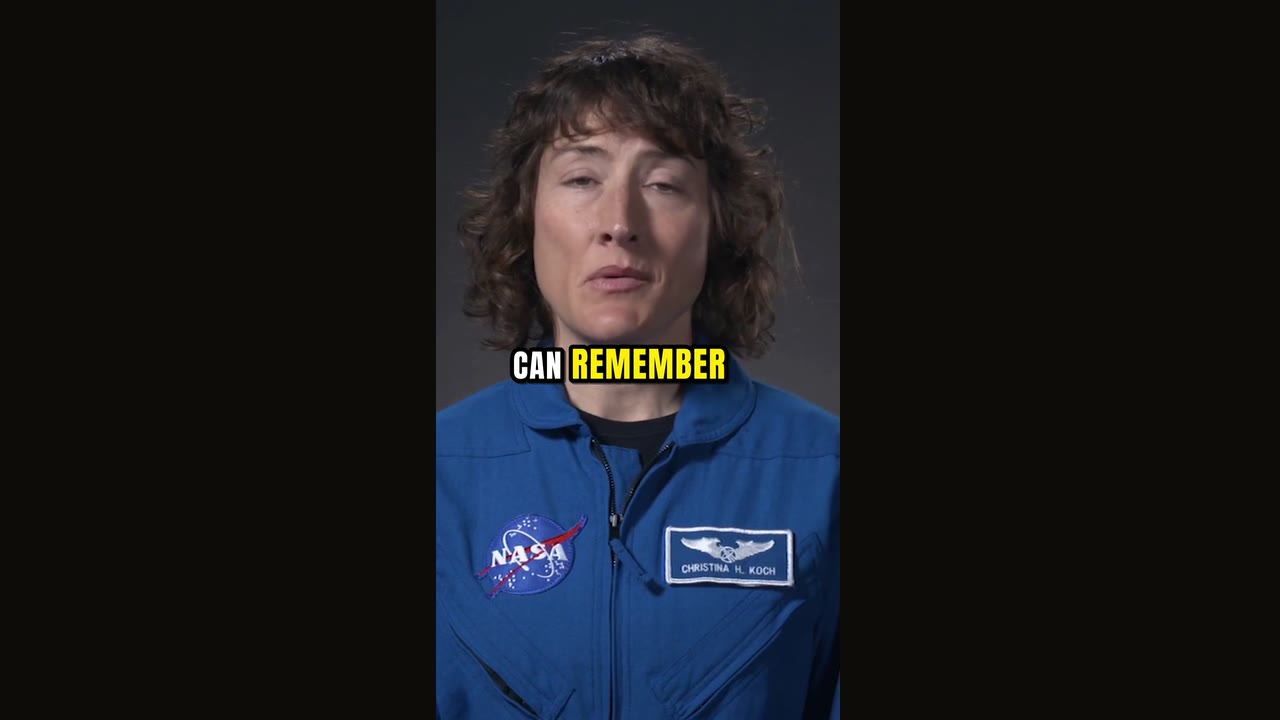 A vertical interview with an astronaut and bold word-by-word captions.