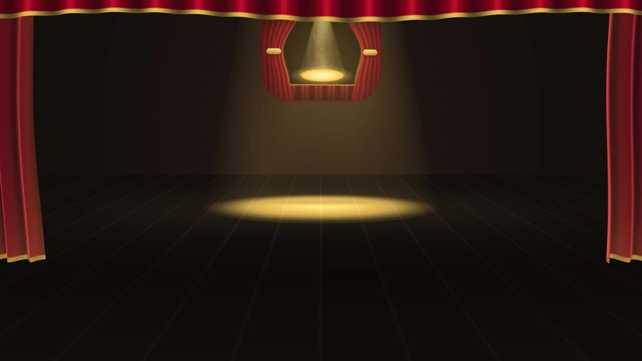 Red velvet curtains part on a spotlit stage: the showtime logo sting.