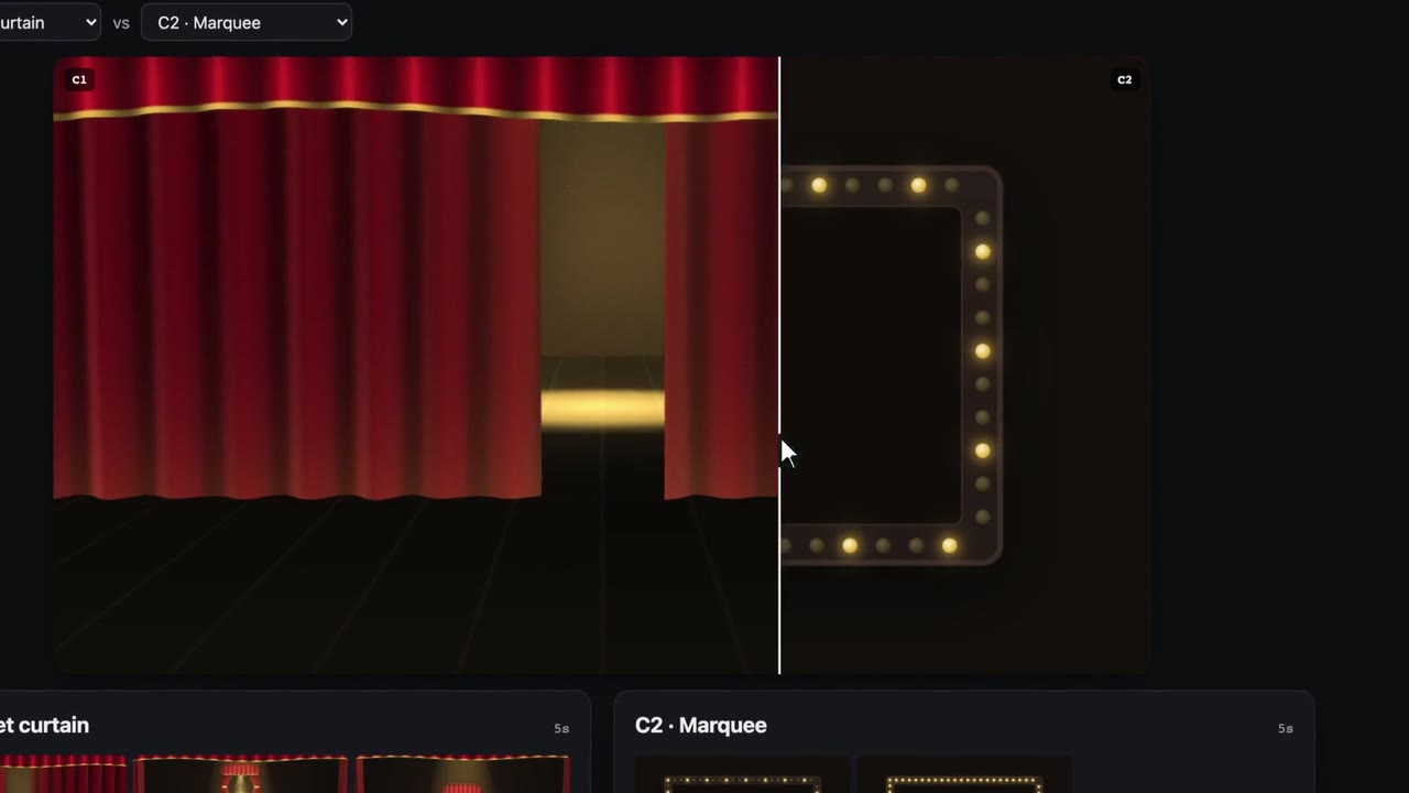 The showtime studio board comparing two concepts side by side.